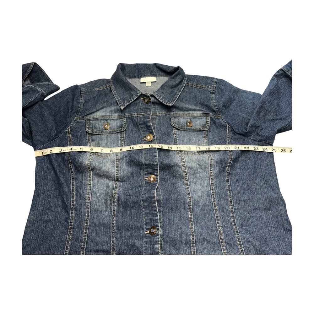 Dressbarn Plus 18W 20W Stretch Denim Jacket 3/4 Sleeve Blue - Picture 5 of 9